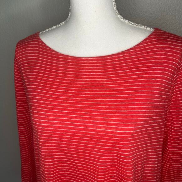 Eileen Fisher 100% organic linen striped pullover tunic top size L - Picture 2 of 8